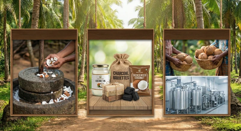 Traditional coconut farming in Sri Lanka